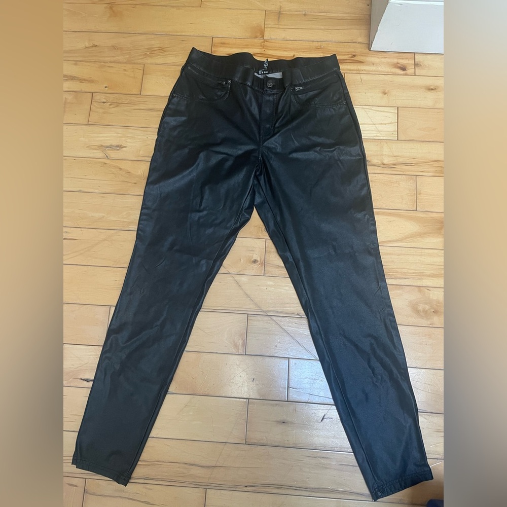 HUE Black Faux Leather Pants